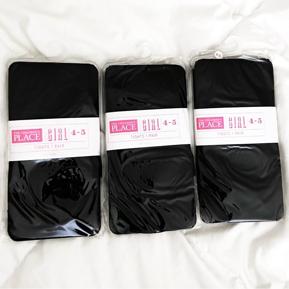 3pc. Bundle The Children's Place Black Tights 4-5yrs 34-48lb NWT New Bundle Lot
